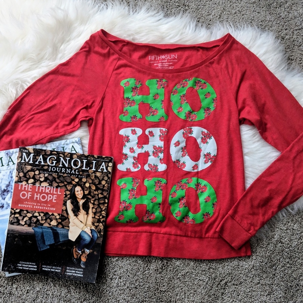 Fifth Sun | Christmas "Ho Ho Ho" red top